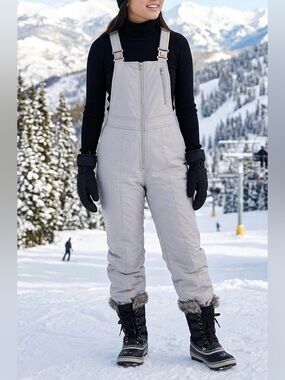 Fusalp Light Gray Women's Ski Bib Overalls
